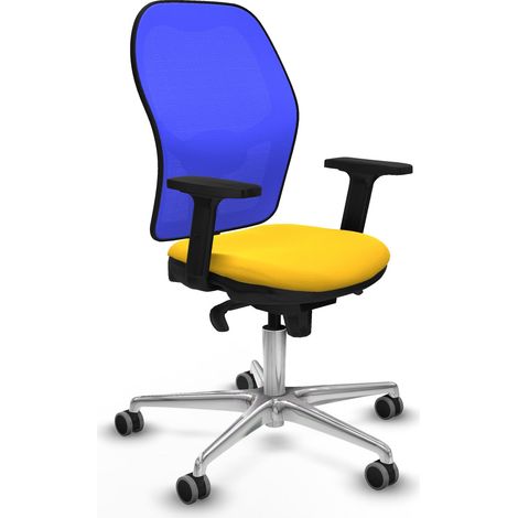 Jorquera sincro malla azul similpiel amarillo brazos 2D base aluminio ruedas 65mm engomada