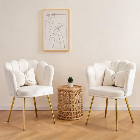 Fauteuil beige en velours 63 x 58 x 77 cm (1/5)