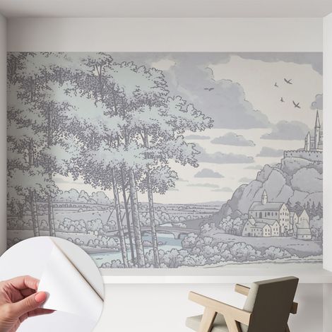 Papier peint autocollant Mural avec colle pour salon et chambre Décoration murale rapide Paysage féérique 152x104 cm (1/5)