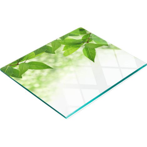 Tagliere e vassoio decorativo in vetro con foglie verdi, 60x52 cm (1/5)
