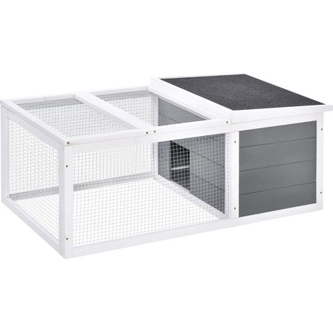 PawHut Rabbit Hutch Guinea Pig Hutch Wooden Small Animal Cage Rabbit Run Duck House with Openable Roof for Indoor Outdoor 115 x 66 x 47.5 cm