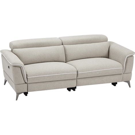 Divano relax elettrico 3 posti in Tessuto Beige - MACARI (1/5)