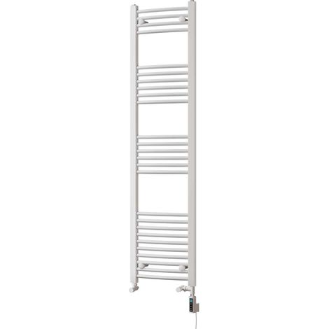 Zennor - White Dual Fuel Towel Rail H1600mm x W400mm Thermostatic WIFI - Curved (1/3)