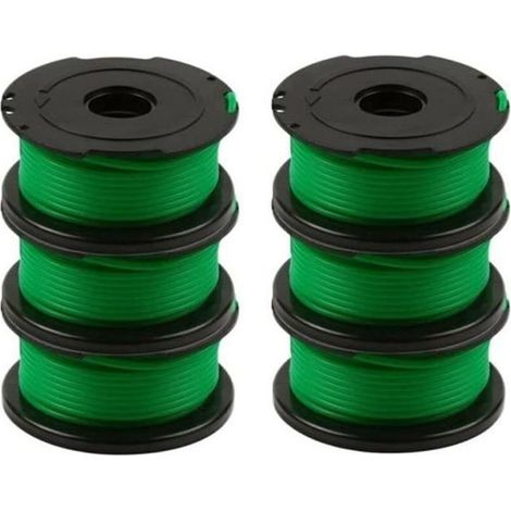 Lot de 6 bobines de fil vert pour débroussailleuse Black & Decker GL7033 GL8033 GL9035 A6482 (1/4)