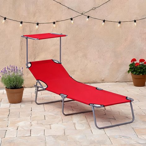 Fauteuil relax coloris rouge en métal 187 x 58 x 36 cm (1/5)