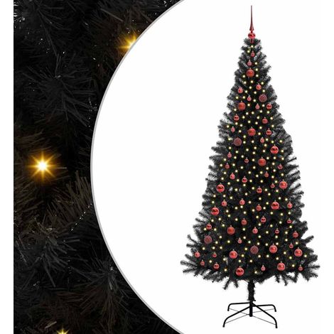 Sapin de Noël Arbre de Noël avec 300 LED avec support Noir 210 cm PVC (1/5)