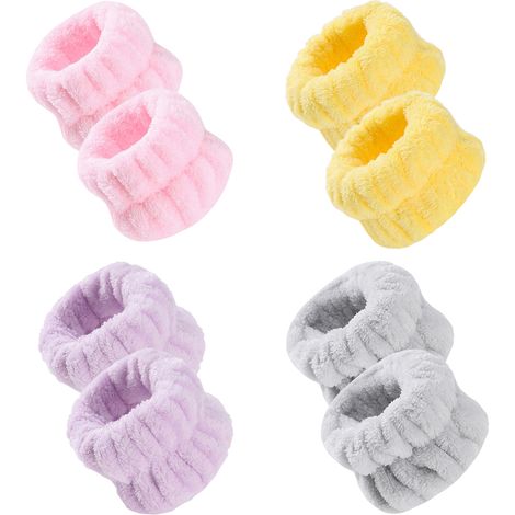 4 paires de bracelets de lavage de spa colorés, bracelets absorbants pour le lavage du visage (1/5)