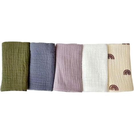 Set di 3 asciugamani viso in mussola per neonati - set di asciugamani per neonati - asciugamani viso e bagno 25 x 25 cm - asciugamani viso riutilizzabili per neonati - 100% cotone - morbidi e traspira (1/5)