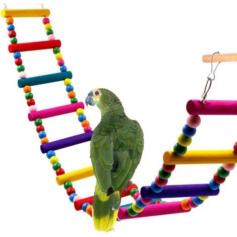 Bunte Vogelleiter, Spielzeug für Papageien und Nymphensittiche, flexible Holzschaukel, Naturholzdraht zum Klettern und Trainieren (1/5)