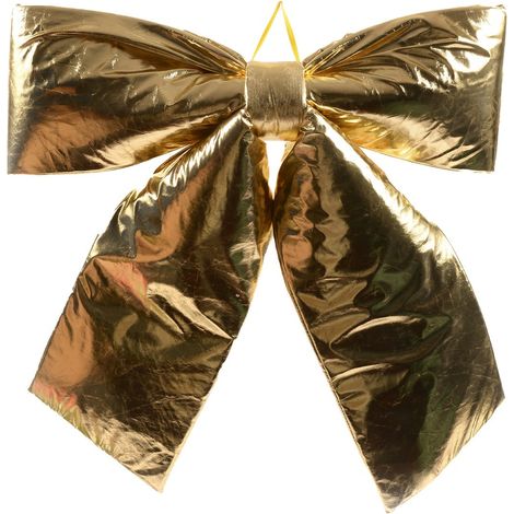 Fiocco Oro Metallizzato in tessuto decorazione natalizia per albero e ghirlanda dietro porta -Grande (1/3)