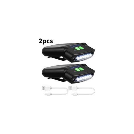 Stück LED-Stirnlampen mit Clipverschluss, USB-wiederaufladbar, für Camping, Angeln und Reisen, Schwarz (1/5)