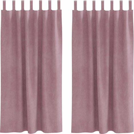Rideaux avec des rideaux 2 pcs Rose foncé 140 x 175 cm Velours CFW92527 (1/4)