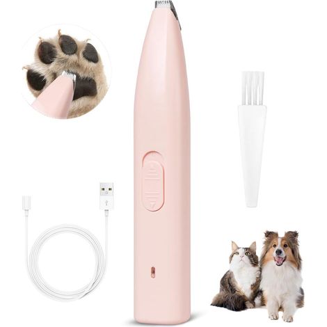 Tondeuse électrique pour poils de chien, rechargeable par USB, pour les pattes, avec brosse de nettoyage, couleur rose.-AquaForge (1/5)