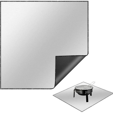 Filiyano-Tapis de foyer de 101 cm - Grand tapis de barbecue carré ignifugé pour terrasse, résistant à la chaleur - Tapis de barbecue extérieur pliable (1/5)