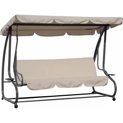 Dondolo 3 Posti da Giardino cm in Acciaio Becker Rodi Beige