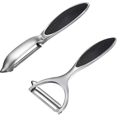Juego de 2 peladores, ideales para patatas y frutas, negros – (1/5)