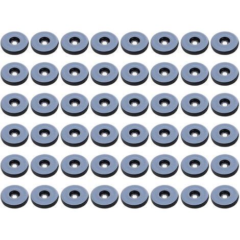 Glissières de meubles de 19 mm, ensemble de 48 glissières de meubles rondes en PTFE, patins coulissants résistants aux chocs pour meubles, (rond) (1/4)