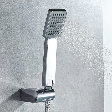 Soffione doccia a risparmio idrico, soffione doccia universale a pressione, facile da installare e pulire, soffione doccia quadrato, cromato (1/4)