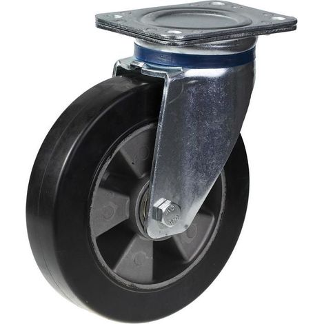 Rueda giratoria - PARNELLS - 200 mm - Goma negra - Capacidad 450 kg