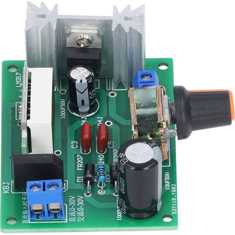 Module de régulation de tension d'alimentation LM317, alimentation régulée ajustable 317 2A avec affichage numérique de la tension. (1/5)