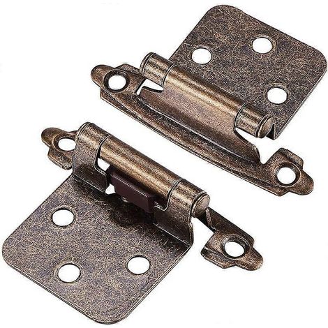 Coppia di cerniere a vite decorative, a chiusura automatica, con montaggio frontale, per diverse ante di pensili da cucina (bronzo anticato) (1/4)