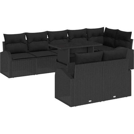 Maison Exclusive - Set Divano da Giardino con archiviazione 9 pcs Nero polyrattan
