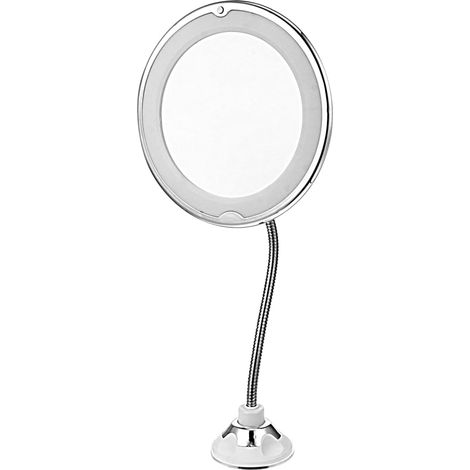 Miroir de maquillage LED avec grossissement x 10, miroir de table compact en verre, éclairage LED, ventouse pour salle de bain et maquillage (1/5)