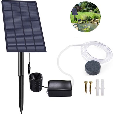 Solar Air Pump, Oxygenator Aerator Oxygen for Outdoor Pool Pond Aquarium, Oxygen Pump with Air Stone (1/5)