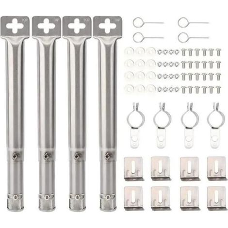 Ensemble de 4 Tubes de Brûleur en Acier Inoxydable pour Barbecue à Gaz - Réglable de 12" à 17,5"