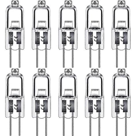 Ampoules halogènes G4 10 W 12 V, capsule transparente, culot à 2 broches, blanc chaud, dimmables, lot de 10 (1/5)