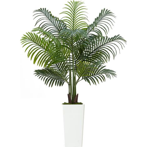 Mophorn Palma Areca Artificiale 1524 mm, Pianta Tropicale Finta con Fioriera Bianca Alta, Pianta Decorativa in Seta da Pavimento in Vaso, Albero Grande per Casa, Ufficio, Interni ed Esterni