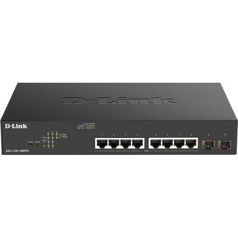 D-Link DGS-1100-10MPV2 switch Gestionado Gigabit Ethernet (10/100/1000) Energía sobre Ethernet (PoE) 1U Negro (1/3)