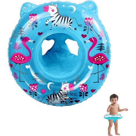 Bouée gonflable pour bébé avec imprimé forêt, poignée renforcée et siège fixe confortable. (1/5)