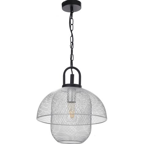 lampada a sospensione "zair" in metallo grigio e nero, e27 (1/2)