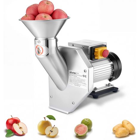 VEVOR Trituradora Electrica de Frutas 550 W, Máquina Trituradora de Manzanas de Sobremesa de Acero Inoxidable, para Manzanas Enteras de hasta 70 mm de Diámetro, para Pera, Piña, Zanahoria, Patata (1/5)