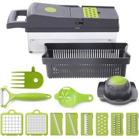 Mandoline De Cuisine Professionnelle - - Coupe-Légumes Multifonctionnel - 6 Lames Remplaçables (1/4)