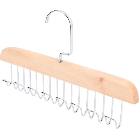 Hanger with Sturdy Metal Hooks (8 Hooks, Wood Color) (1/5)