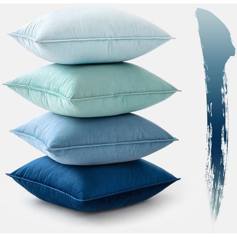 Lot De 4 Housses De Coussin en Velours 40x40cm Bleue Coussin Canape Housse Coussin Coussins DéCoratifs Coussins Et Accessoires Coussin Canapé DéLicat Manchon pour Tampon (1/5)