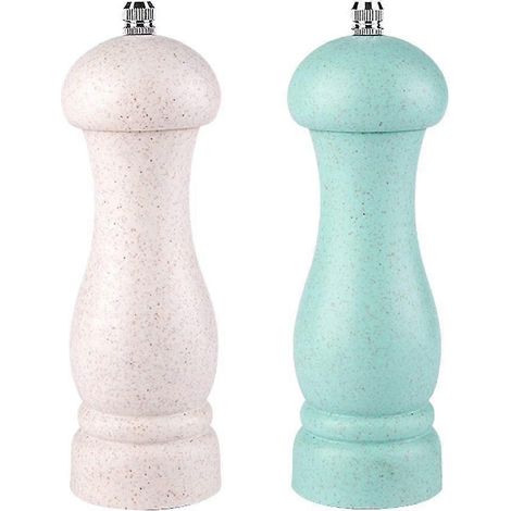 Moulin à sel et à poivre de haute qualité en bois de chêne, mouture réglable et rechargeable -Y-Beige- Boîte de couleur vert nordique- (1/5)