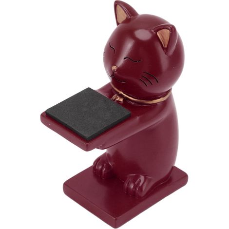 Support de Montre Chat en Résine, Présentoir Bijoux pour Bracelet et Collier, Décor Rouge (1/5)