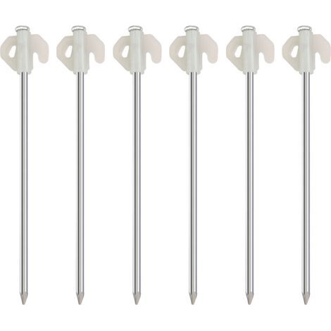 Lntyq Lot de 10 piquets de tente robustes de 20 cm pour sol dur, piquets de tente en métal haute résistance avec trou pour crochets, piquets de camping en acier, piquets de camping phosphorescents (1/5)