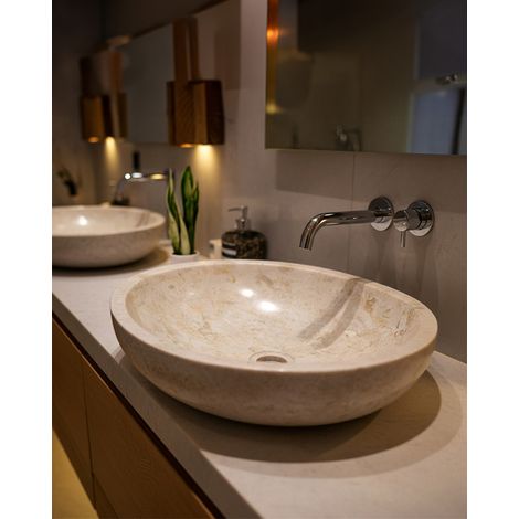 Doram - Vasque marbre beige ovale (1/4)