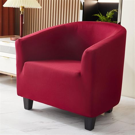 Copripoltrona singolo, tinta unita, copripoltrona elasticizzato alla moda, copripoltrona club, copripoltrona convertibile, copridivano lavabile, protezione per poltrona a vasca (rosso)