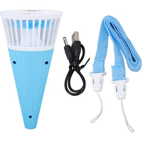 Mini ventilateur portable en forme de cône à suspendre autour du cou - JINFGERNE - Idéal pour l'été, puissant, silencieux et avec une autonomie de 3 heures (1/5)