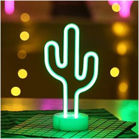 LED néon, veilleuse de chambre à coucher, lumière décorative de cactus, avec USB et alimenté par batterie, cadeau d'anniversaire de Noël pour enfants, décoration de mariage de fête, (1/5)
