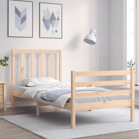 Bed Frame without Mattress Single Solid Wood Pine vidaXL (1/5)