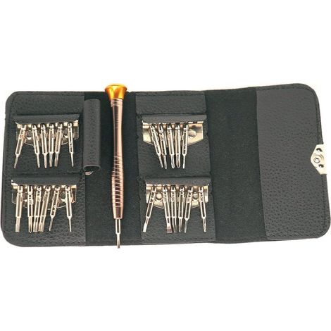 Coffret de tournevis 25 pièces, mini-tournevis résistants, avec étui. (1/5)