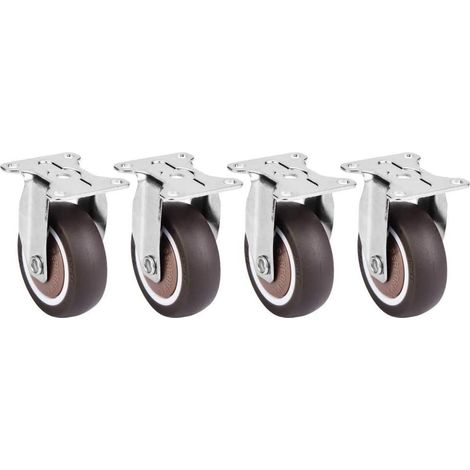JSSEVN - 4-Piece Fixed Rubber Wheel Casters for Chairs, High-Quality Industrial Rollers with Screws for Furniture (1/5)