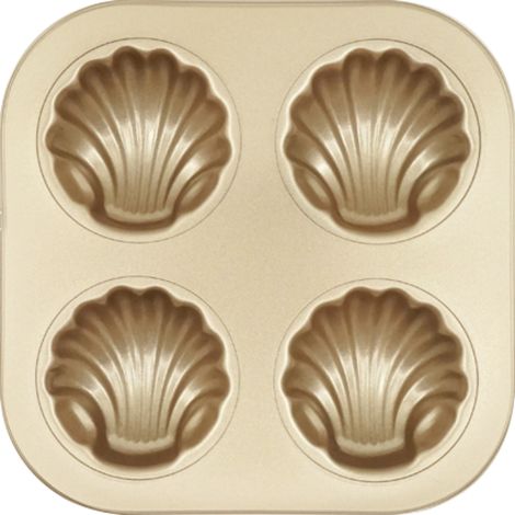 1 molde para pasteles, de acero al carbono, antiadherente, con forma de concha marina, apto para horno/refrigerador. (1/5)