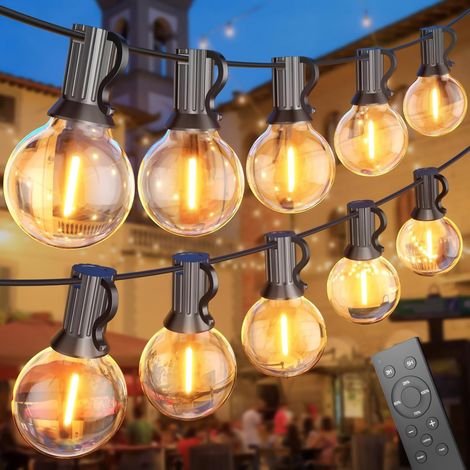 Guirlande Guinguette Extérieur 30M, Guirlande Lumineuse Exterieure avec 50+2 G40 LED Ampoules IP45 Imperméable, Blanc Chaud Chaîne Lumiere Exterieur pour terrasse, mariage, Noël